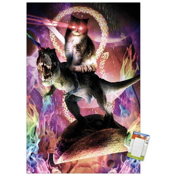 James Booker - Evil Cat Dinosaur on Taco Wall Poster, 22.375" x 34"