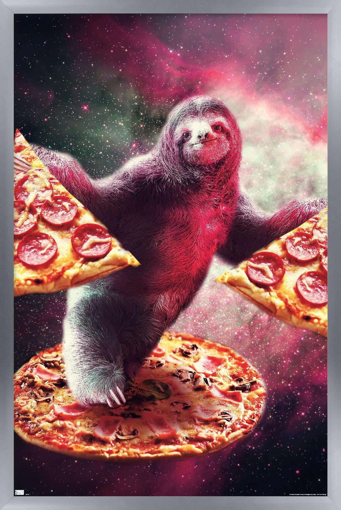 James Booker - Funny Space Sloth With Pizza Wall Poster, 14.725