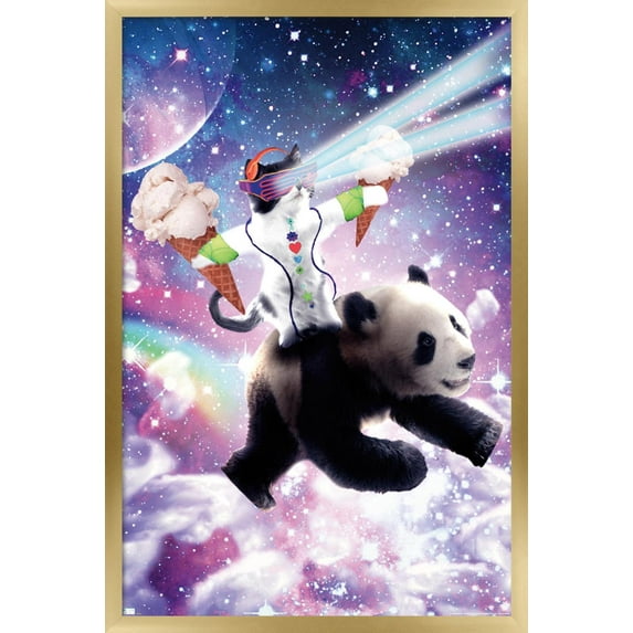 James Booker - Laser Rave Space Cat Wall Poster, 14.725" x 22.375", Framed