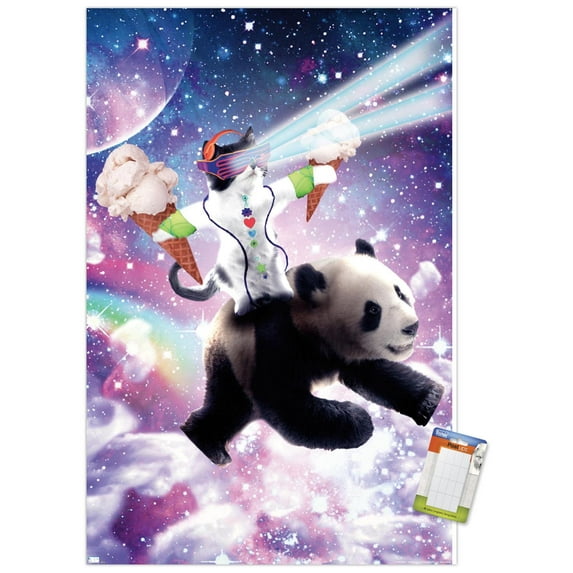 James Booker - Laser Rave Space Cat Wall Poster, 22.375" x 34"