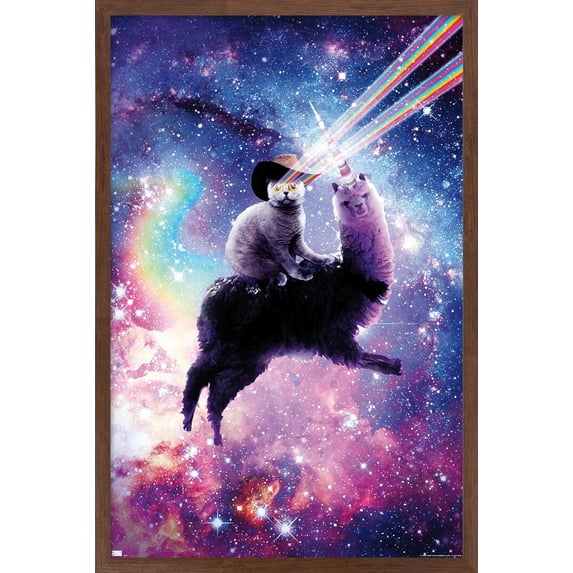 James Booker - Laser Space Cat Llama Wall Poster, 22.375" x 34" Framed