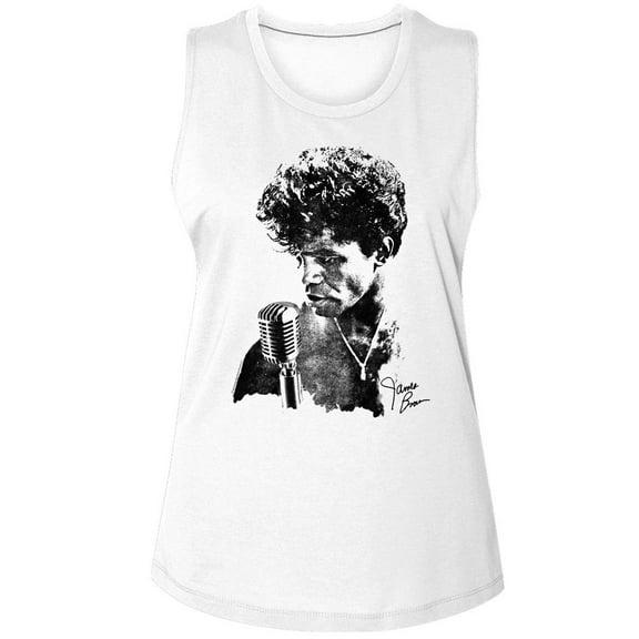 James Brown Microphone White Women's Muscle Tank Top