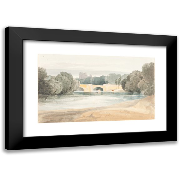 James Bulwer 14x10 Black Modern Framed Museum Art Print Titled - Bridge at Knaresborough (C. 1802-1804)