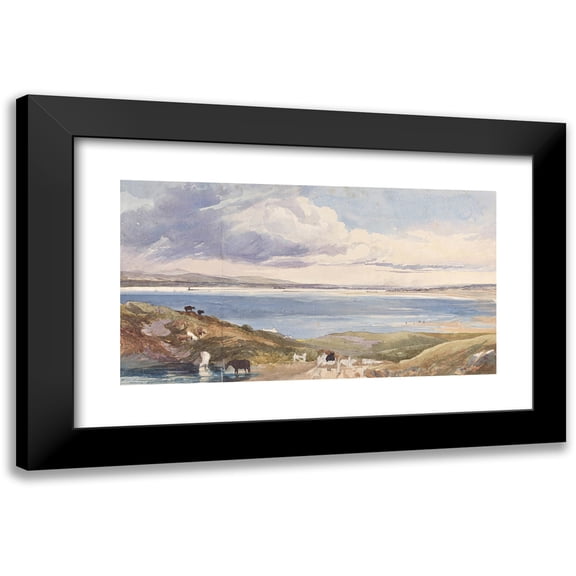 James Bulwer 14x10 Black Modern Framed Museum Art Print Titled - Landscape by the Shore with Road in Foreground