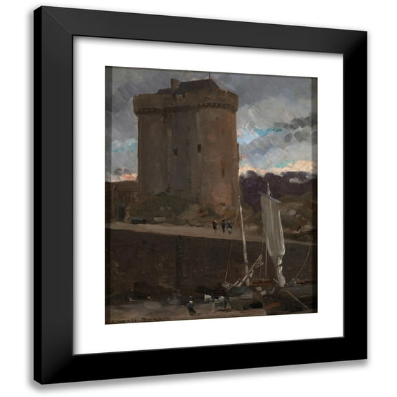 James Carroll Beckwith 12x14 Black Modern Framed Museum Art Print Titled - La Tour of Solidor at St. Severin, Normandy (ca. 1877)