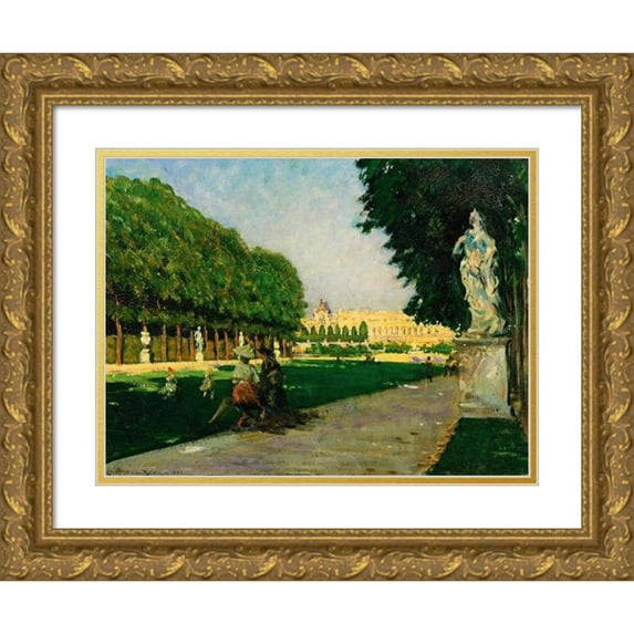 James Carroll Beckwith 14x11 Gold Ornate Wood Frame and Double Matted Museum Art Print Titled - The Green Carpet, Versailles