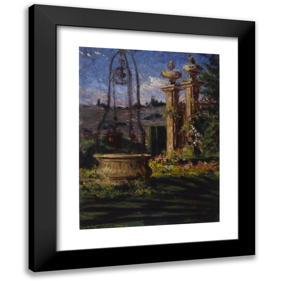 James Carroll Beckwith 19x24 Black Modern Framed Museum Art Print Titled - In the Gardens of the Villa Palmieri (1910)