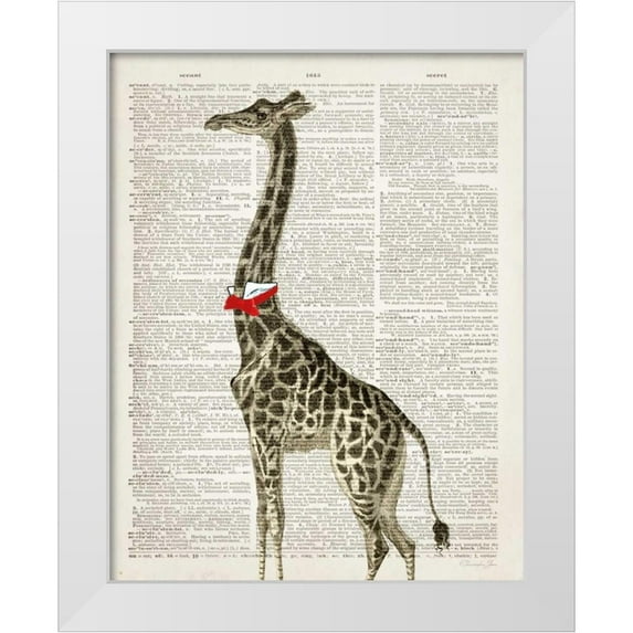 James, Christopher 20x24 White Modern Wood Framed Museum Art Print Titled - Dapper Giraffe