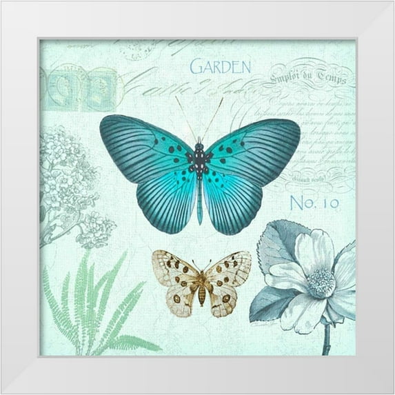 James, Christopher 26x26 White Modern Wood Framed Museum Art Print Titled - Butterflies and Botanical 2