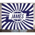 thumbnail image 1 of Ambesonne James Curtains 2 Panel Set, Nautical Grunge Name, 108" x 108", Navy Blue and White, 1 of 3