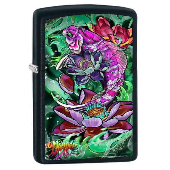 James Danger Harvey - Koi Black Matte Zippo Lighter