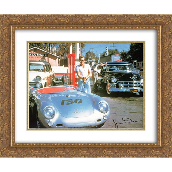 James Dean (Car) 2x Matted 24x20 Gold Ornate Framed Art Print