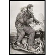 James Dean & Marilyn Monroe - Motorcycle Art Laminated & Framed Poster (24 X 36)