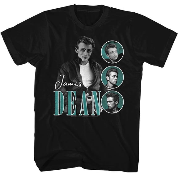 James Dean Three Circles Teal Black Adult T-Shirt S