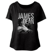 James Dean Vintage Black Junior Women's Dolman T-Shirt
