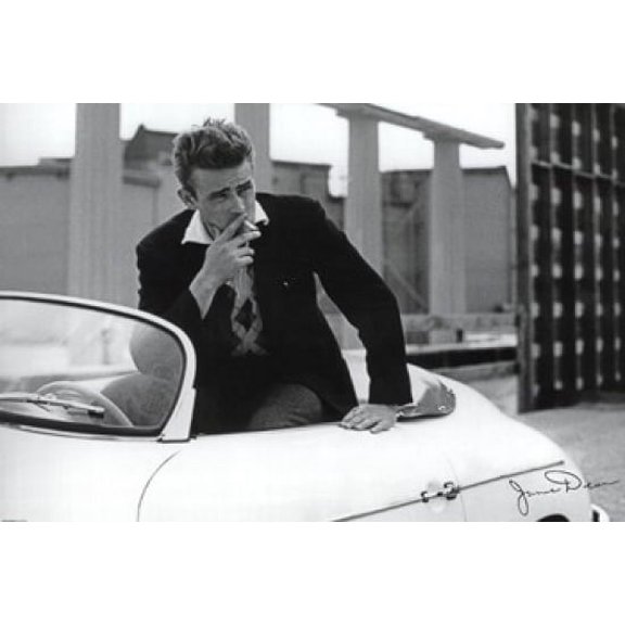 James Dean - White Car Laminated Poster (36 x 24)