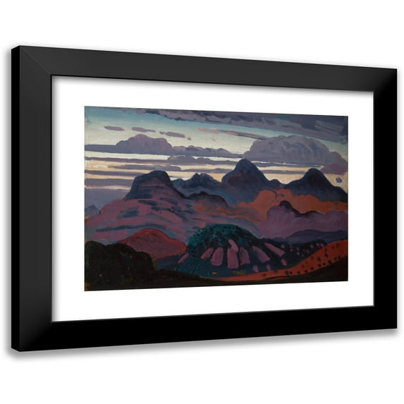 James Dickson Innes 24x18 Black Modern Framed Museum Art Print Titled - Deep Twilight, Pyrenees