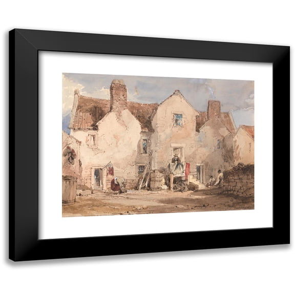 James Duffield Harding 24x19 Black Modern Framed Museum Art Print Titled - Fishermen's Houses at Sculcoats Near Hull, Yorkshire (1827)