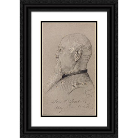James Edward Kelly 10x14 Black Ornate Wood Framed Double Matted Museum Art Print Titled: Major General Thomas Porter Hatch