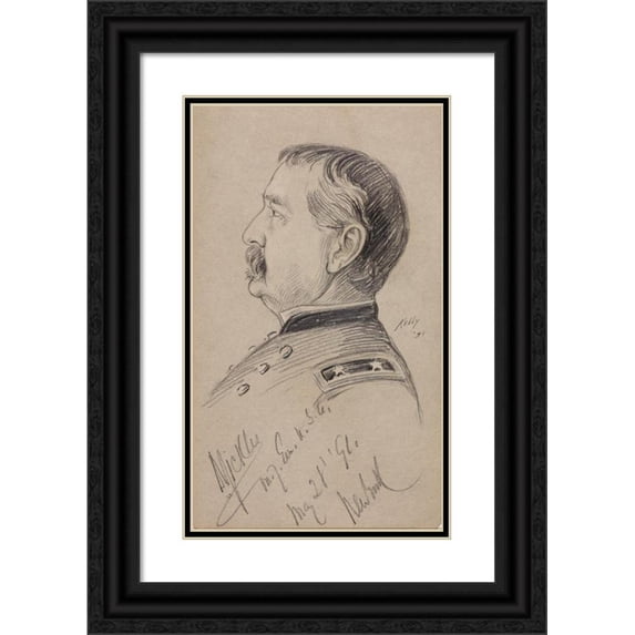 James Edward Kelly 16x24 Black Ornate Framed Double Matted Museum Art Print Titled: D. Sickles