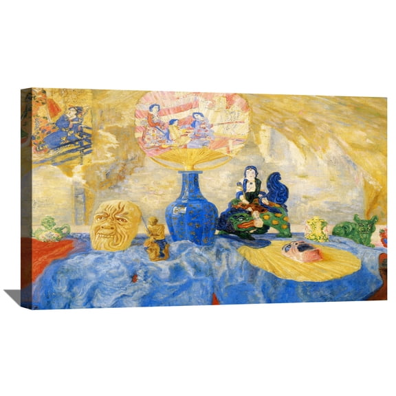 James Ensor Painting Art Print Still life with chinoiseries Canvas Art Framed Wall Art