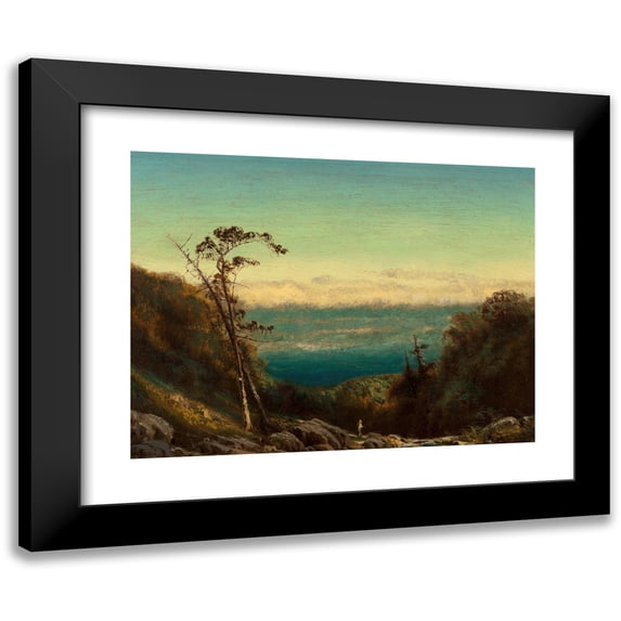 James Fairman 24x19 Black Modern Framed Museum Art Print Titled - Man Fishing Before a Grand Landscape