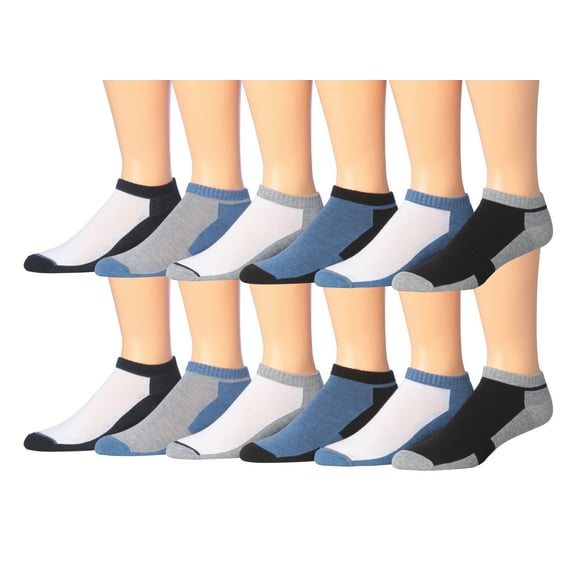 James Fiallo Men's 12-Pairs Performance Low Cut Athletic Sport Socks 2895-3