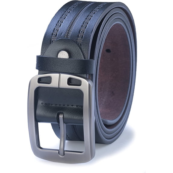 James Fiallo Men's Textured Patterned Genuine Leather Jean Belt, PIN01-45