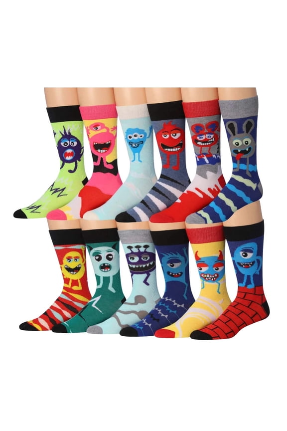 James Fiallo Mens 12 Pack Colorful Patterned Dress Socks M217-12