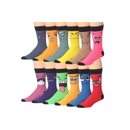 James Fiallo Mens 12-Pairs Funny Funky Crazy Novelty Colorful Patterned Dress Socks M192-12