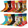 thumbnail image 1 of James Fiallo Mens 12-Pairs Funny Funky Crazy Novelty Colorful Patterned Dress Socks M207-12, 1 of 5