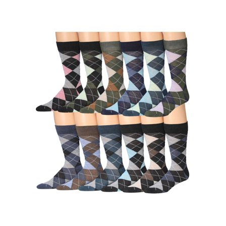 James Fiallo Mens 12-Pairs Funny Funky Crazy Novelty Colorful Patterned Dress Socks M214-12