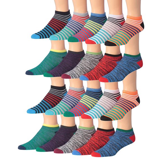 James FialloÂ&nbsp;Men's 20 Pairs Classy Extra Lightweight Colorful Patterned Low Cut/No Show Socks (MN08)