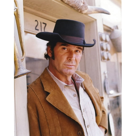James Garner Portrait in Brown Corduroy Suit and White Lien Collar Shirt with Black Velvet Brimmed Hat Photo Print (8 x 10)