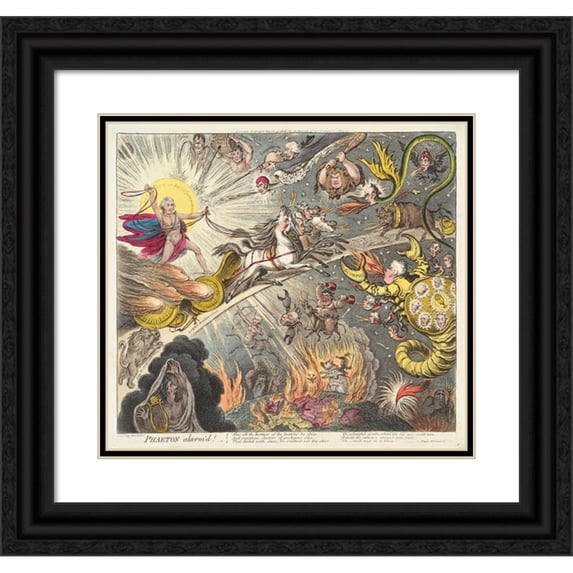 James Gillray 22x20 Black Ornate Framed Double Matted Museum Art Print Titled: Phaeton Alarm’D (1808)