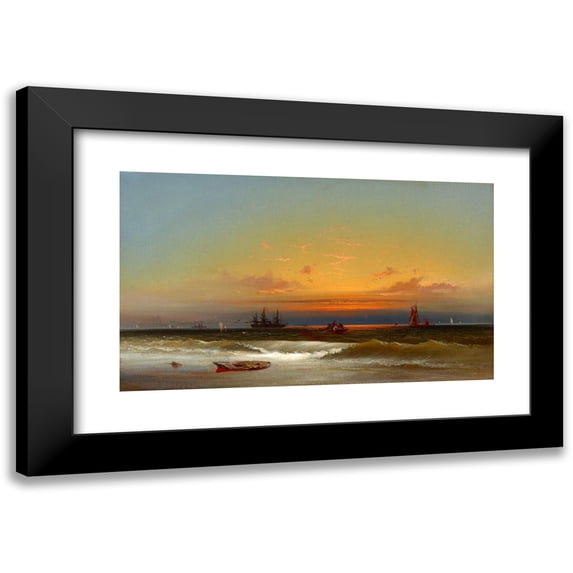 James Hamilton 14x10 Black Modern Framed Museum Art Print Titled - Sunset Seascape (1865)