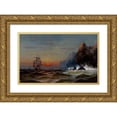 thumbnail image 1 of James Hamilton 18x12 Gold Ornate Wood Frame and Double Matted Museum Art Print Titled - Rounding the Cape, Sunset, 1 of 4