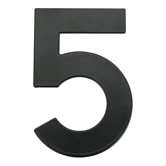 James Hardware NT-6 6-Inch Steel House Number "5", Matte Black, Modern Sans Font