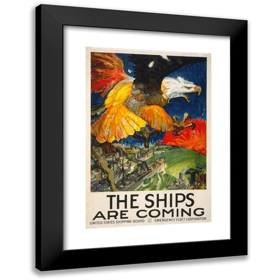 James Henry Daugherty 11x14 Black Modern Framed Museum Art Print Titled - The Ships Are Coming (1917)
