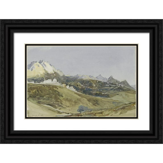 James Holland 18x13 Black Ornate Wood Framed Double Matted Museum Art Print Titled - Landscape Near Sintra, Portugal (1837)