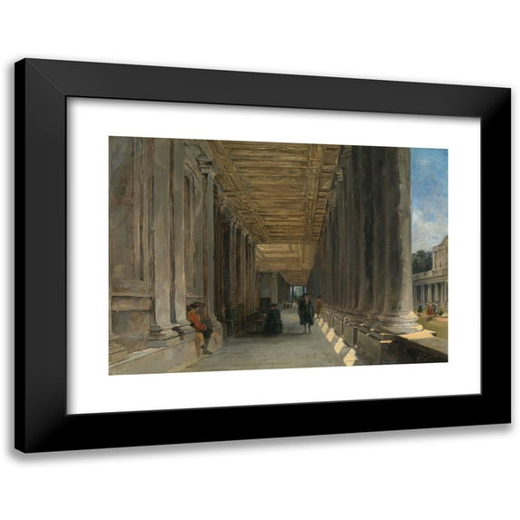 James Holland 18x14 Black Modern Framed Museum Art Print Titled - The Colonnade of Queen Mary's House, Greenwich (1833)