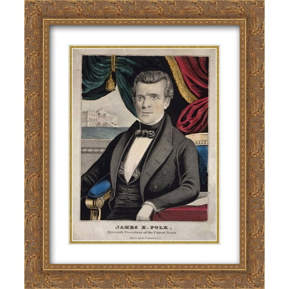 James K. Polk - eleventh president of the United States 18x24 Double Matted Gold Ornate Framed Art Print