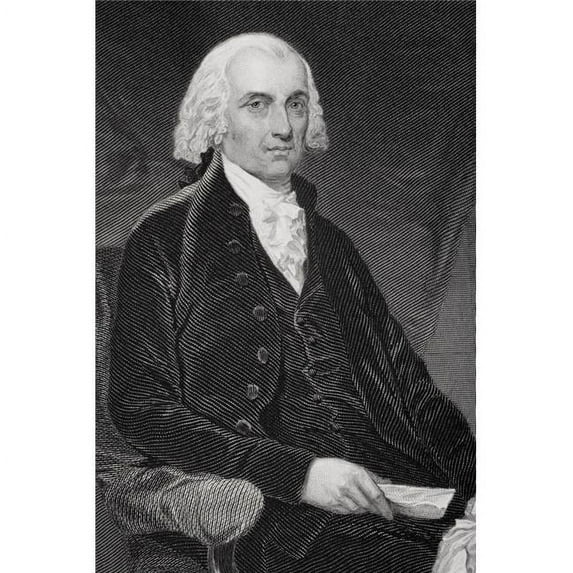 James Madison 1751-1836 Fourth President of The United States 1809-17 From Painting by Alonzo Chappel Print, Large - 22 x 34