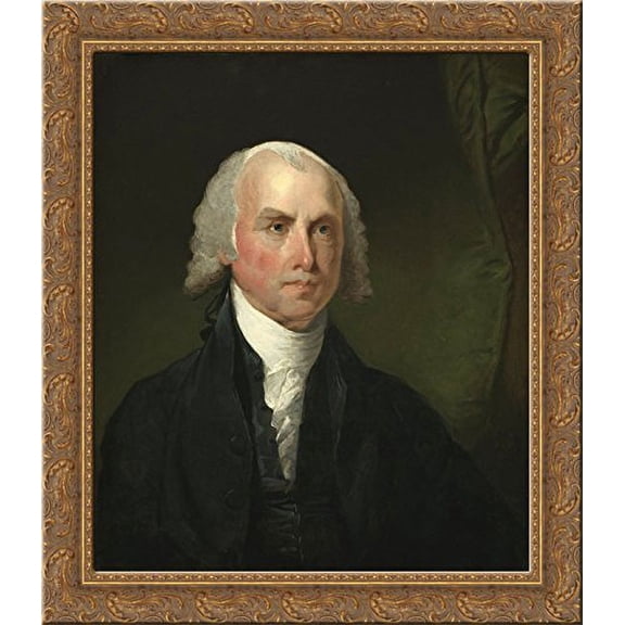 James Madison 24x20 Gold Ornate Wood Framed Canvas Art by Gilbert Stuart