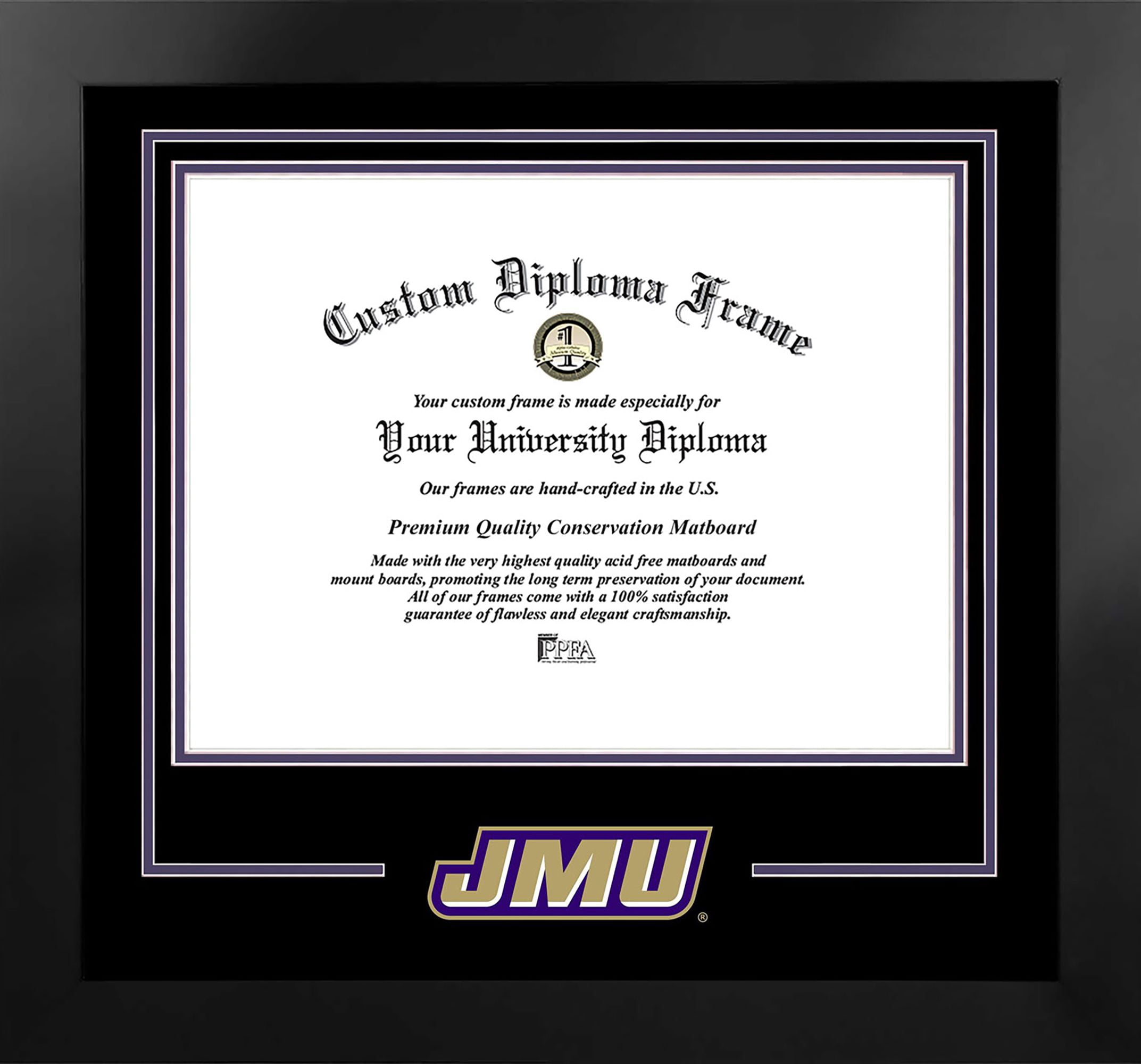 James Madison Dukes 16w x 12h Spirit Diploma Manhattan Black Frame with Bonus Campus Images Lithograph (value savings $59)