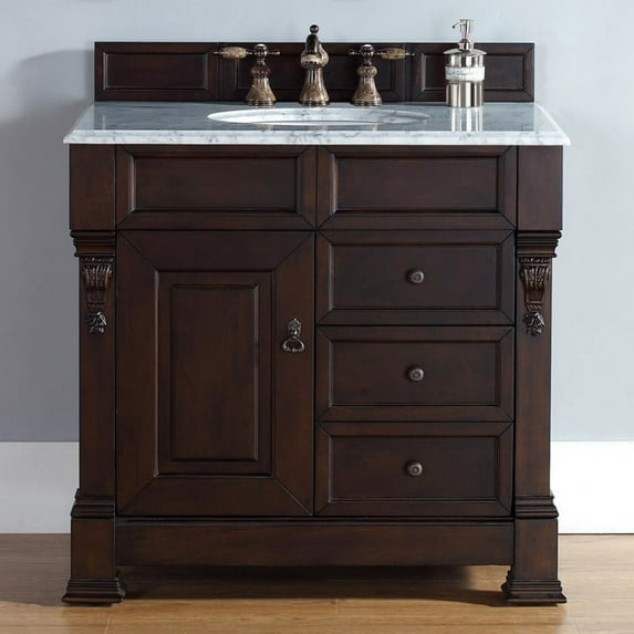 James Martin Furniture Brookfield 36" Single Cabinet w/ Drawers, Burnished Mahogany
