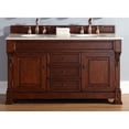 thumbnail image 1 of Brookfield Collection 147-114-5681-4CAR 60 Warm Cherry Double Vanity with Two Soft Closing Doors  Three Soft Closing Drawers  Backsplash  Hand Carved Filigrees and 4 CM Carrara White Marble Top, 1 of 11