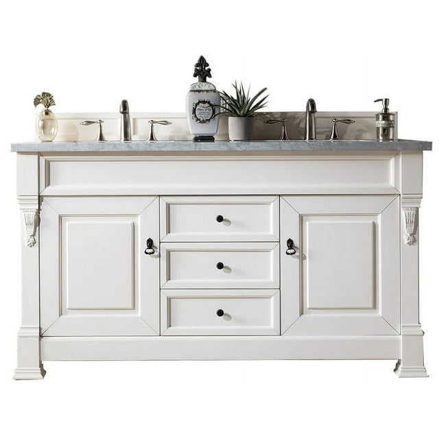 James Martin 147-114-5741-3AF 72 Inch Cottage White Vanity With Solid Top