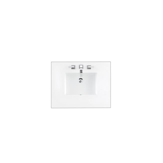 White Zeus Quartz 30" Vanity Top with Ceramic Sink