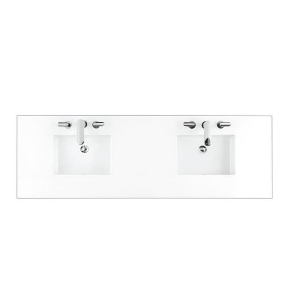 James Martin Vanities 050-S72-WZ-SNK 72 in. Double Top 3CM White Zeus Quartz with Sink